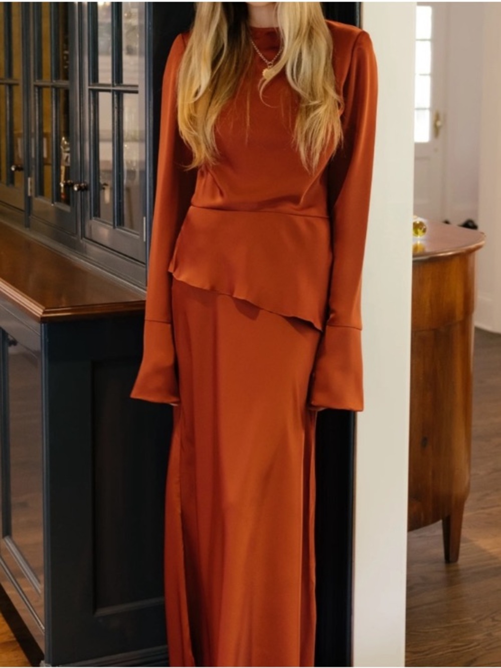 Few Moda x Hannah Chody Taylor Burnt Orange Maxi Dress Medium anthropologie NWT